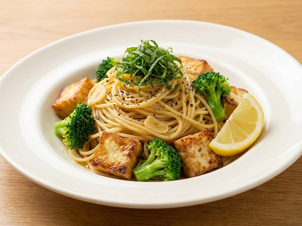 厚揚げとブロッコリーのさっぱりめんつゆパスタ