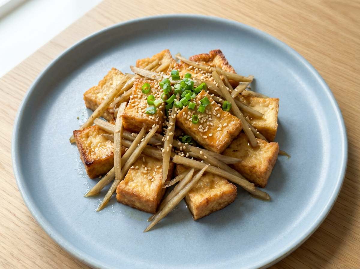 厚揚げとごぼうの白だし節約和え