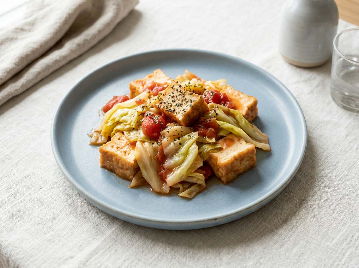 厚揚げとキャベツのさっぱりトマト蒸し