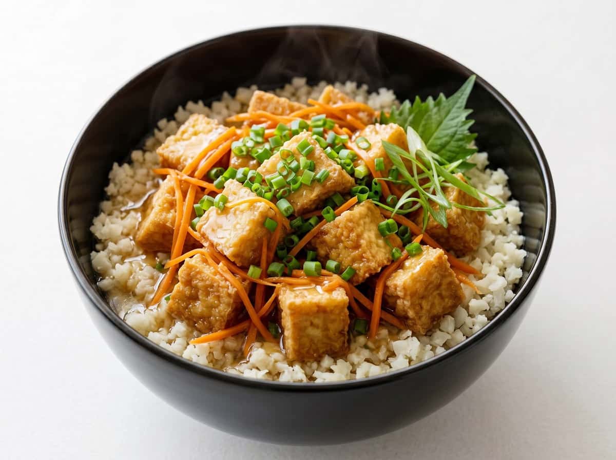 厚揚げとにんじんの鶏ガラうま塩ロカボ丼