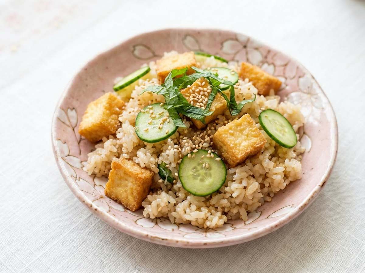 厚揚げときゅうりのごま香るさっぱり炊き込みご飯