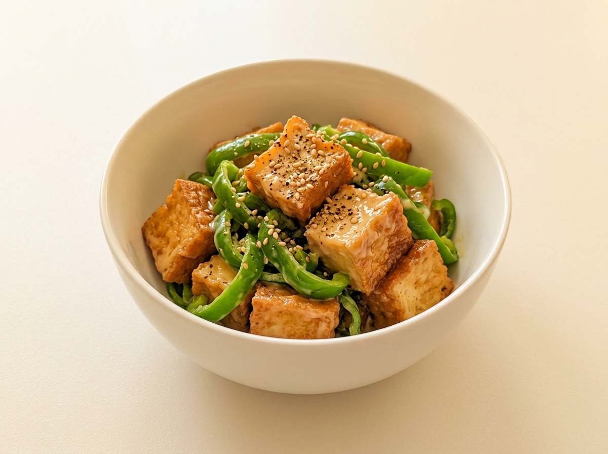 厚揚げとピーマンのこんがりマヨ焼き