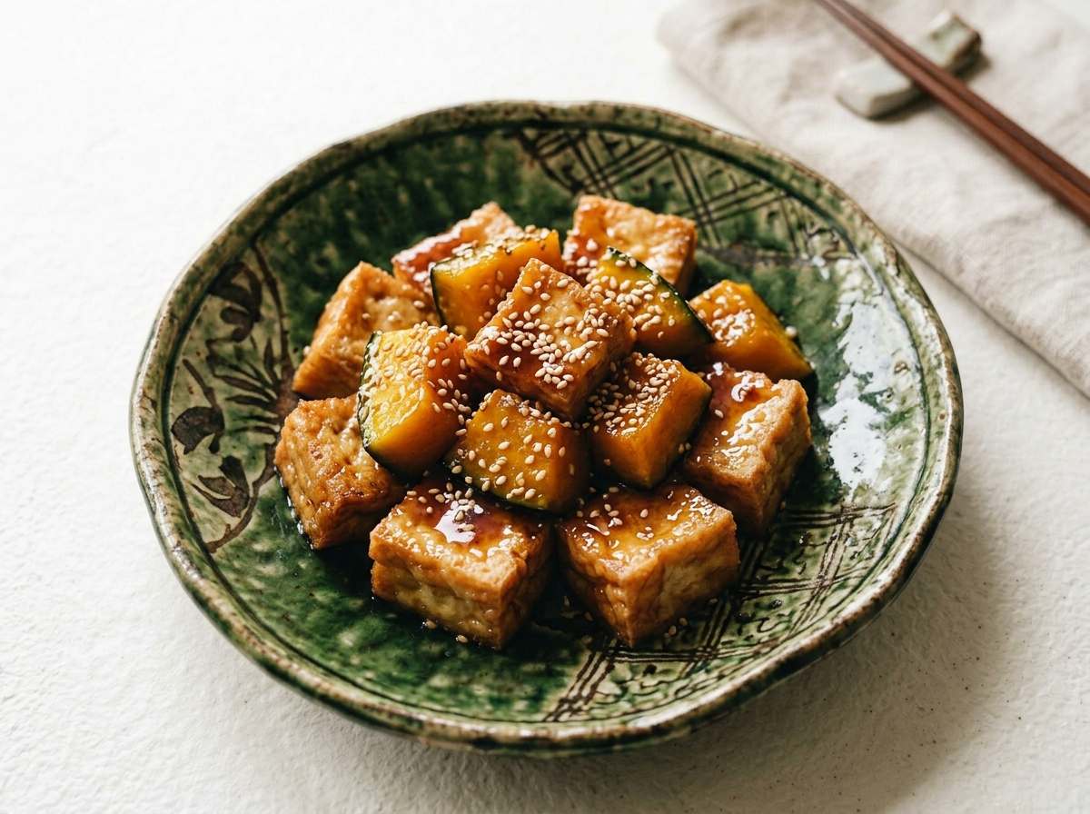 厚揚げとかぼちゃの甘酢焼き