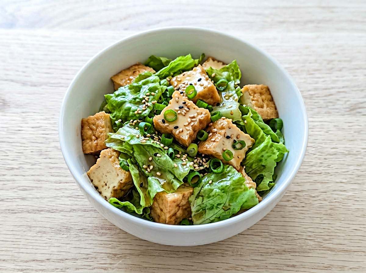 厚揚げとレタスの鶏ガラスープ漬け