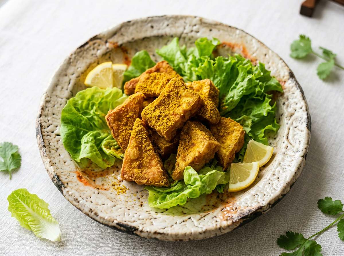 厚揚げとレタスのカレー揚げ