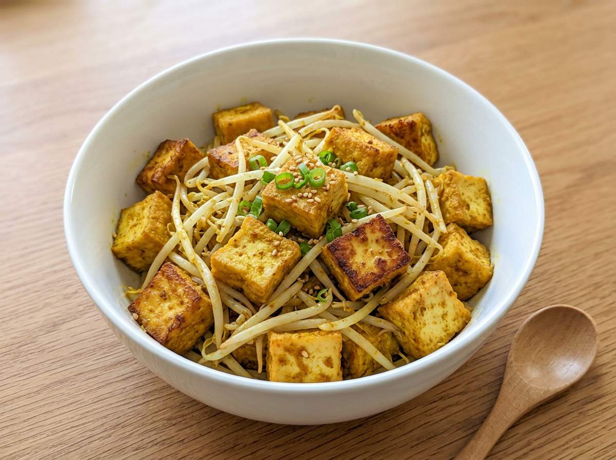 厚揚げともやしのカレー焼き