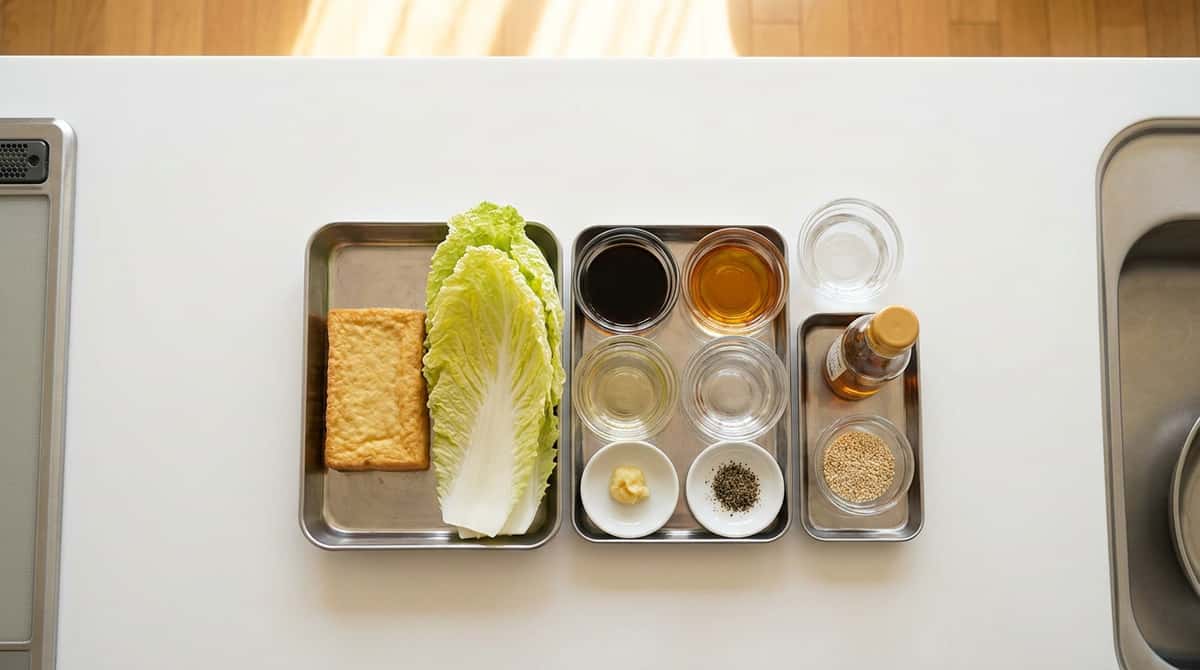 厚揚げと白菜のしょうゆ焼き（材料）