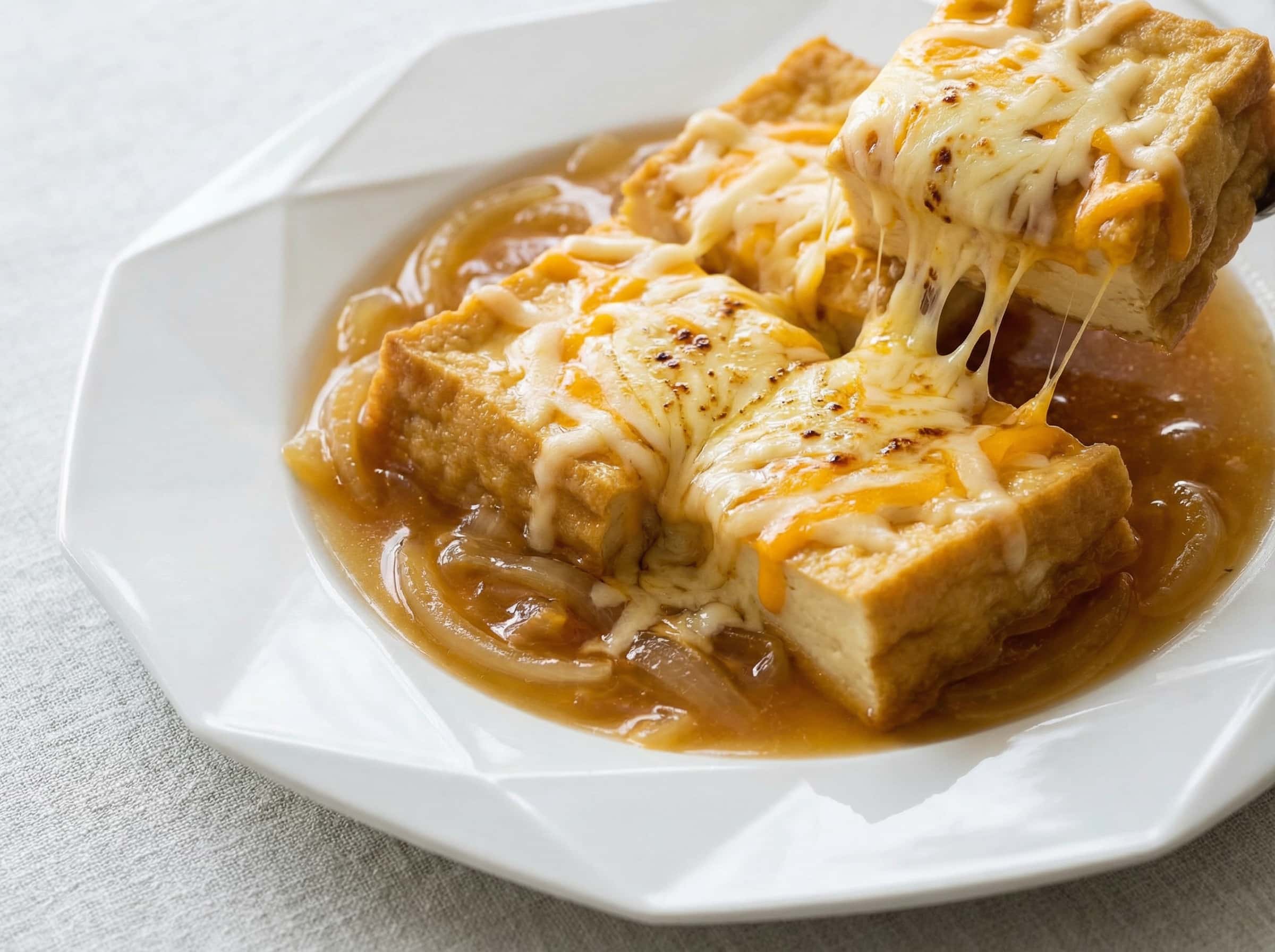 厚揹げと玉ねぎのとろ〜りコンソメ蒸し