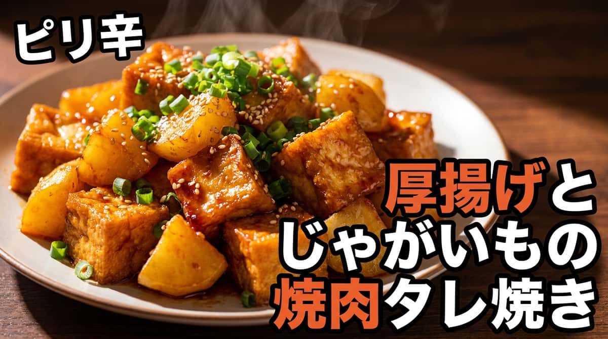 厚揚げとじゃがいものピリ辛焼肉タレ焼き
