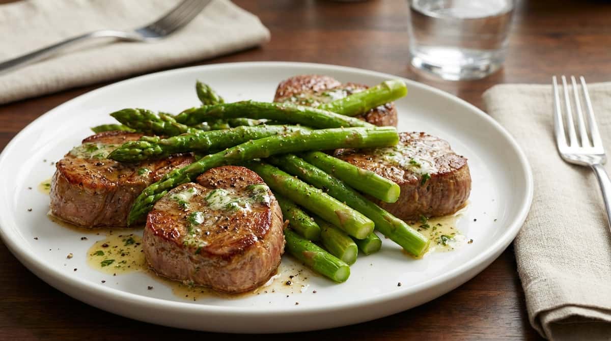 牛こまとアスパラのコンソメ焼き（完成イメージ）