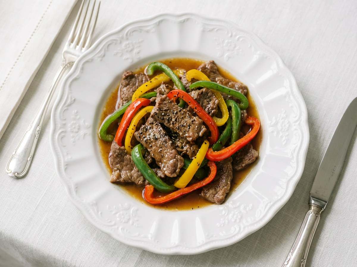 牛こま切れ肉とピーマンのバター醤油ダイエット炒め