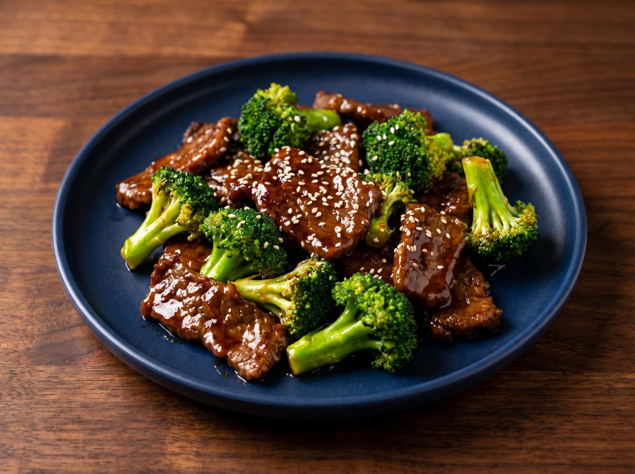 牛こまとブロッコリーの甘酢炒め