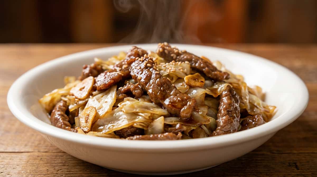 牛こまとキャベツのコンソメバター焼き（完成イメージ）