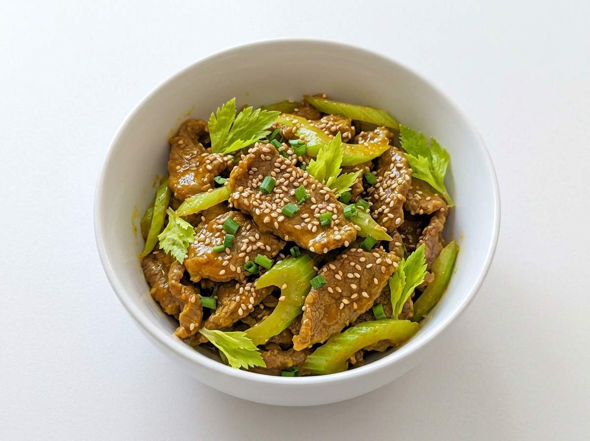 牛こまとセロリのさっぱりカレー漬け