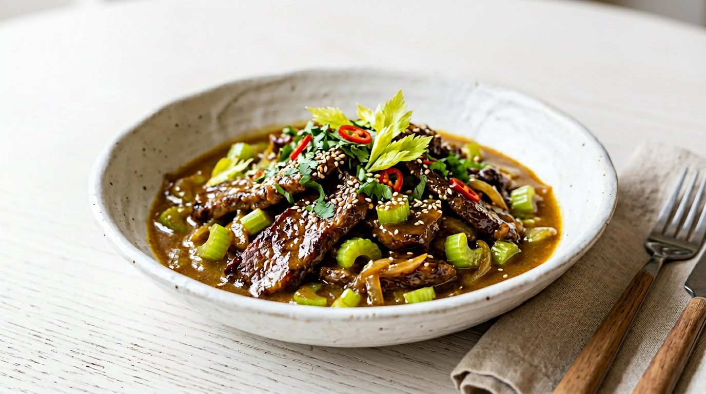 牛こまとセロリのさっぱりカレー漬け（完成イメージ）