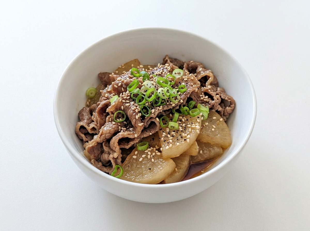 牛こまと大根のポン酢レンジ蒸し