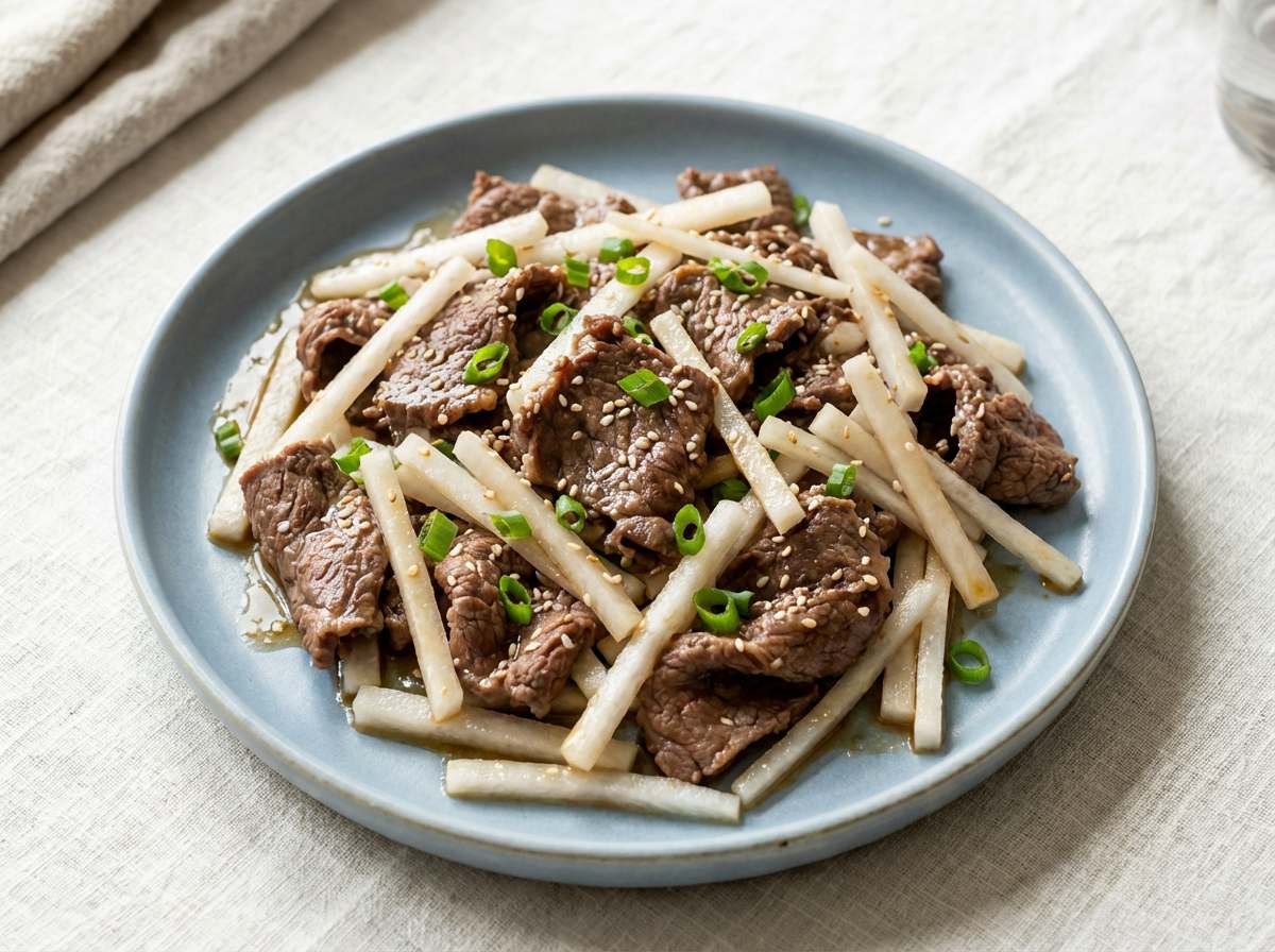 牛こま切れ肉と大根のしょうゆ高タンパク和え