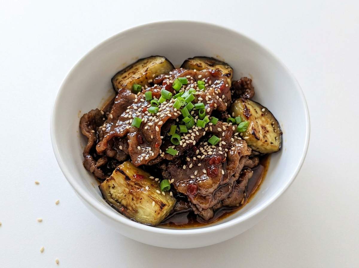 牛こまとなすのピリ辛オイスター漬け