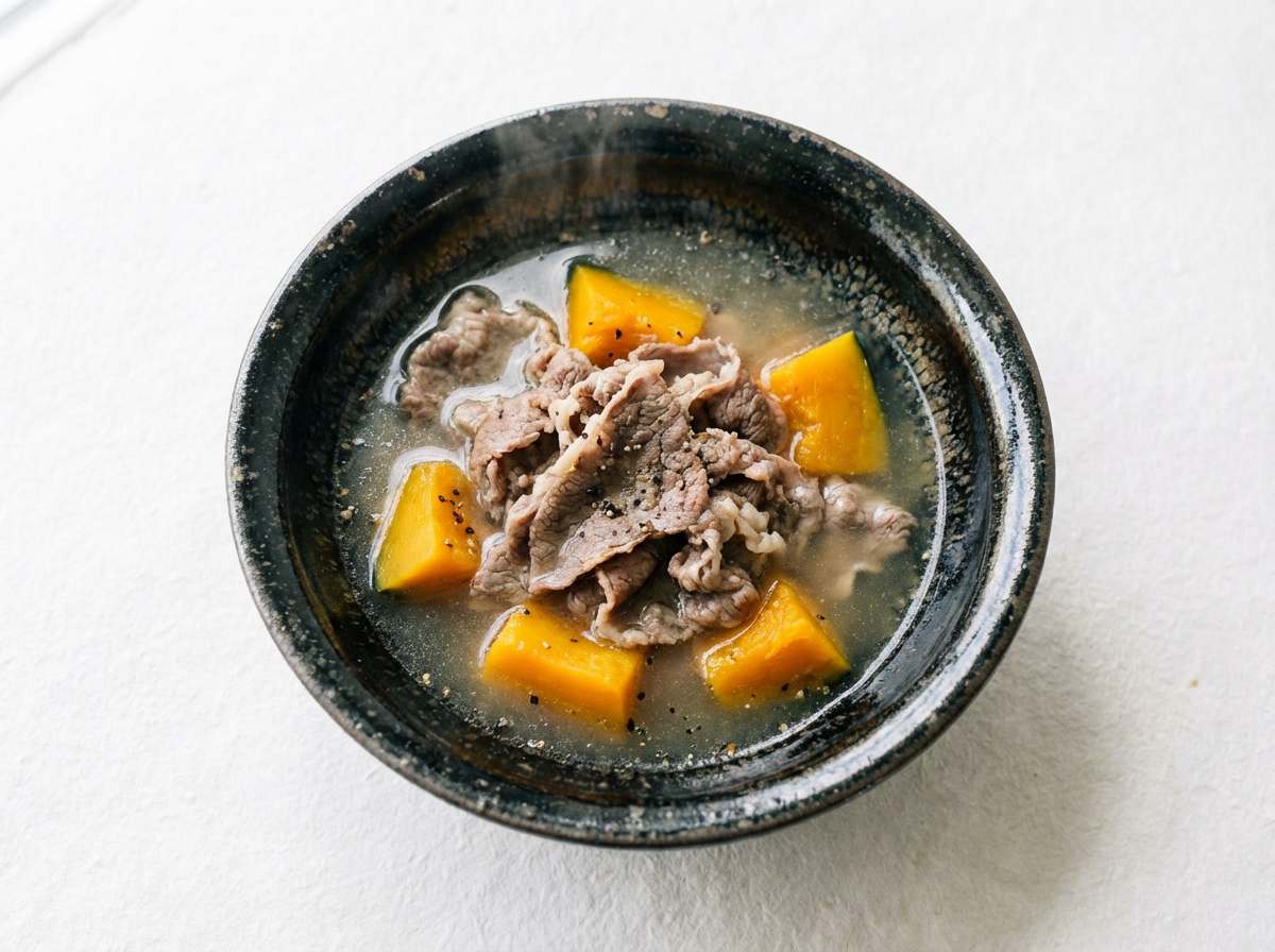 牛こま切れとかぼちゃの塩こしょうスープ