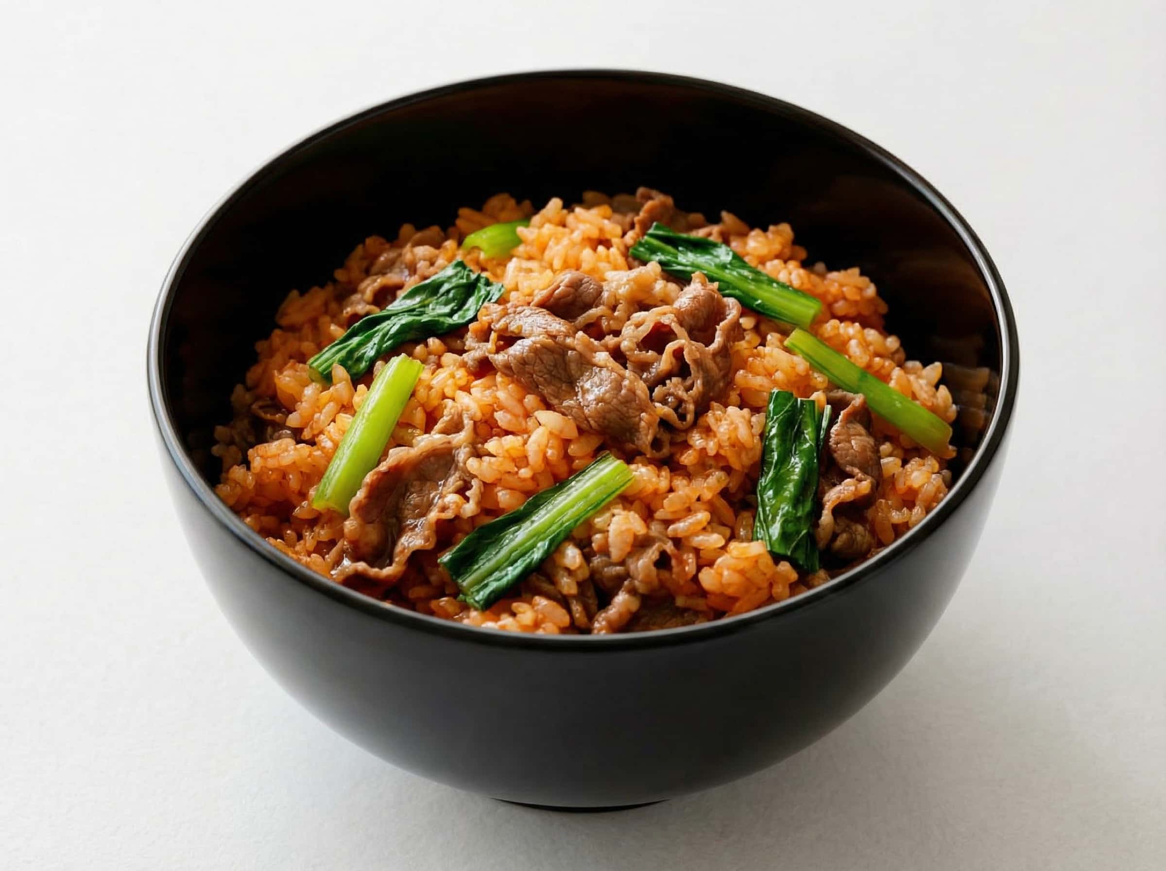 牛こまと小松菜のケチャップ炊き込みご飯