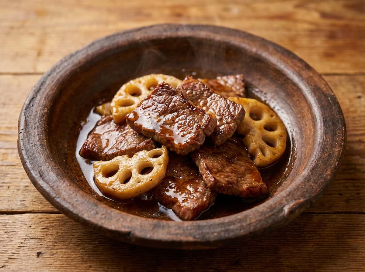 牛こまれんこんのコンソメ香ばし焼き