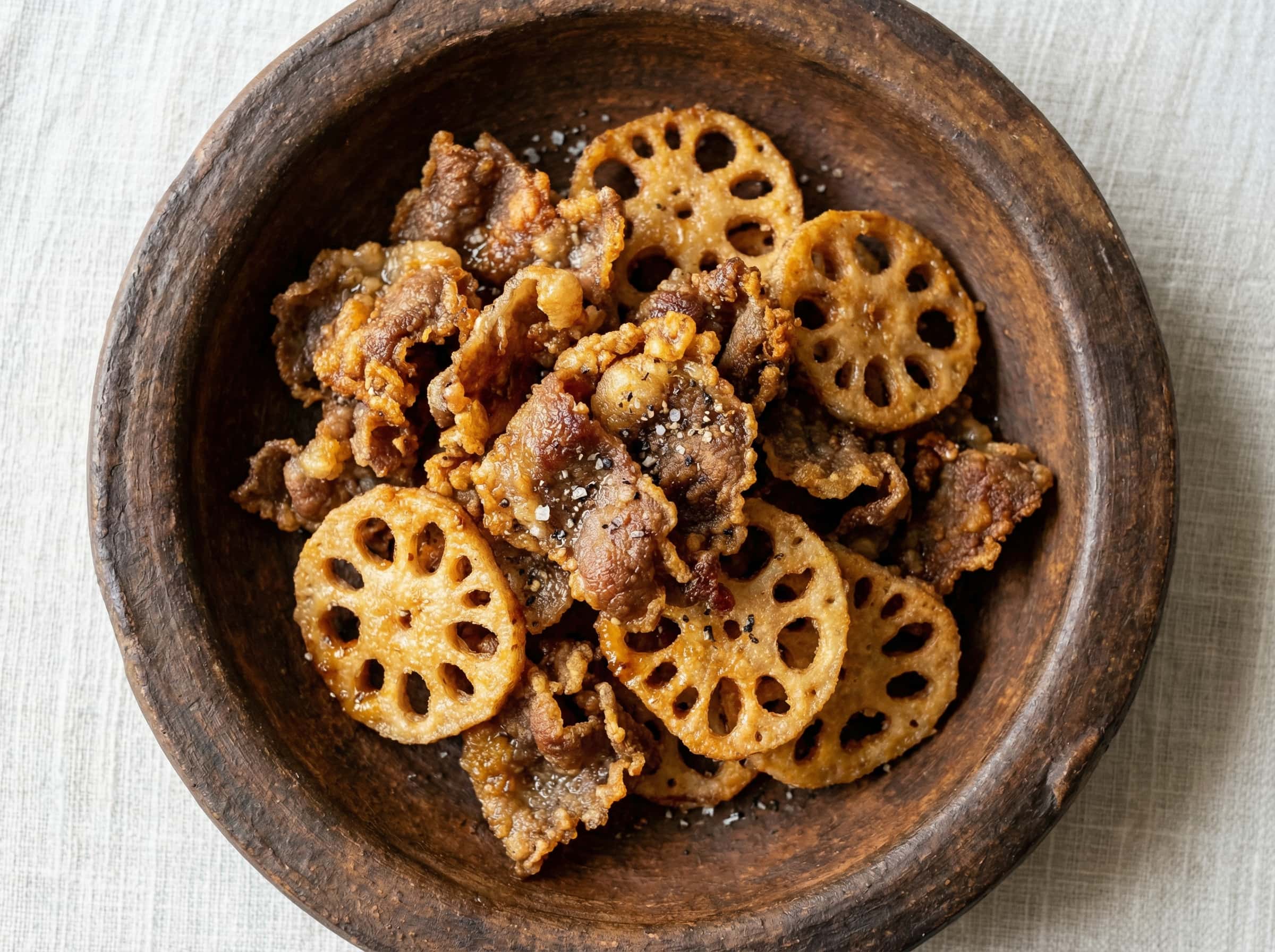 牛こまとれんこんのめんつゆから揚げ（ダイエット）