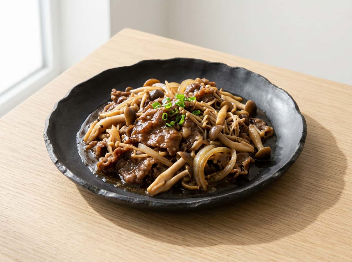 牛こまときのこの甘旨煮
