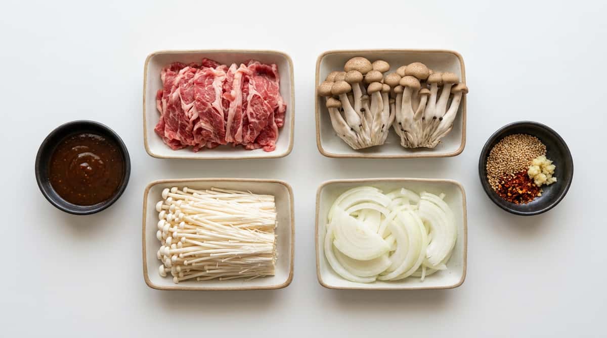 牛こまときのこの甘旨煮（材料）
