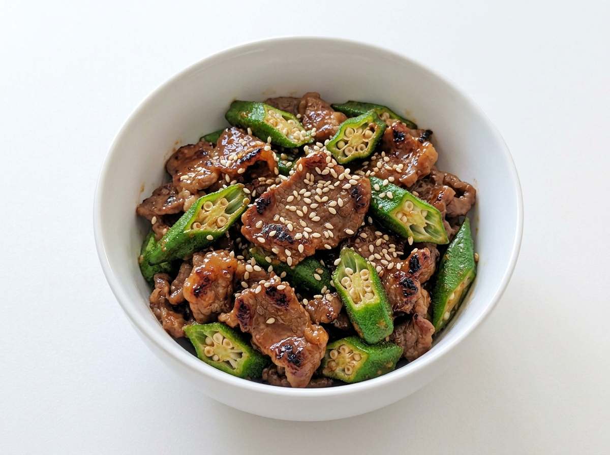 牛こま切れ肉とオクラの味噌漬け