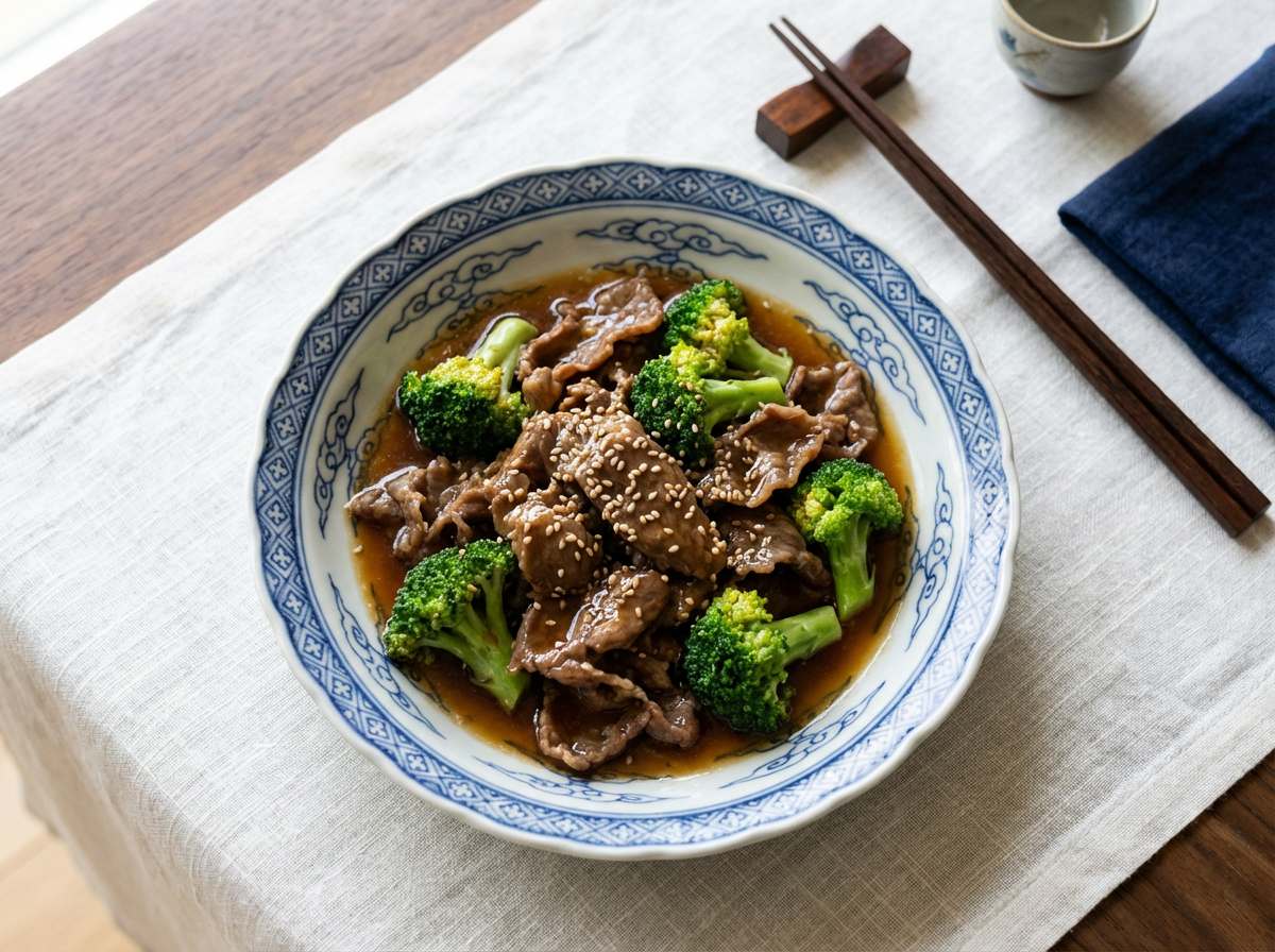 牛薄切り肉とブロッコリーのめんつゆ煮