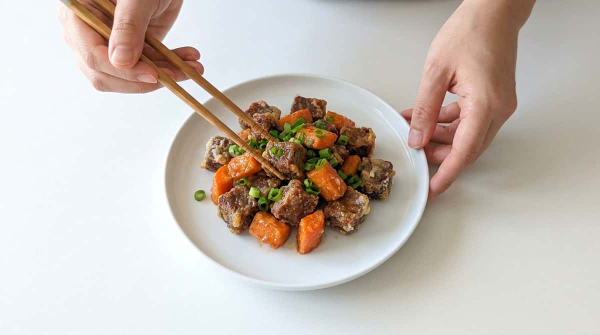 牛薄切り肉とにんじんの味噌揚げ（完成イメージ）