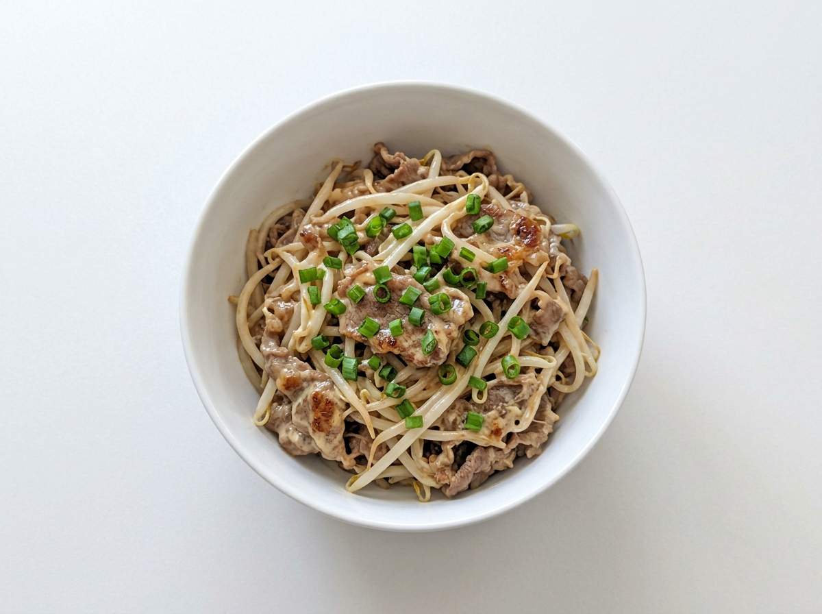 牛薄切り肉ともやしのマヨ焼き