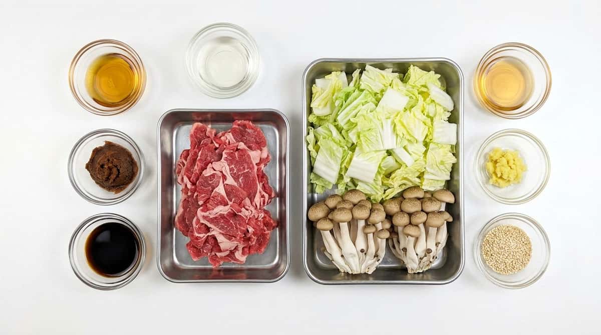 牛薄切り肉と白菜のコク旨みそ炒め（材料）