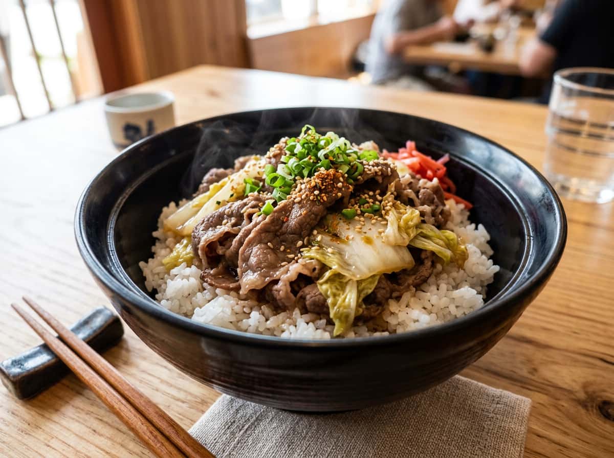 牛薄切り肉と白菜のごま油香る甘辛丼