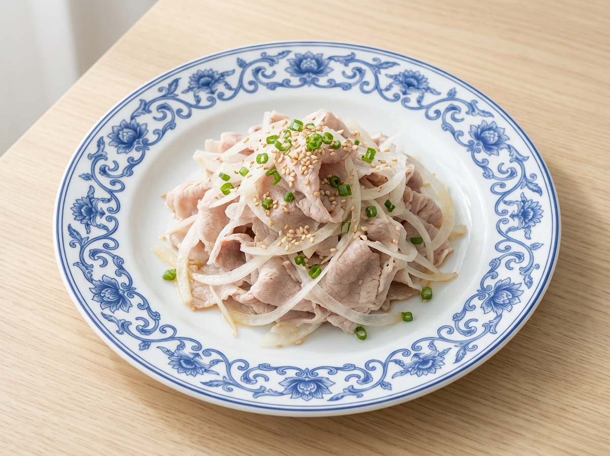 牛薄切りと玉ねぎの白だし和え