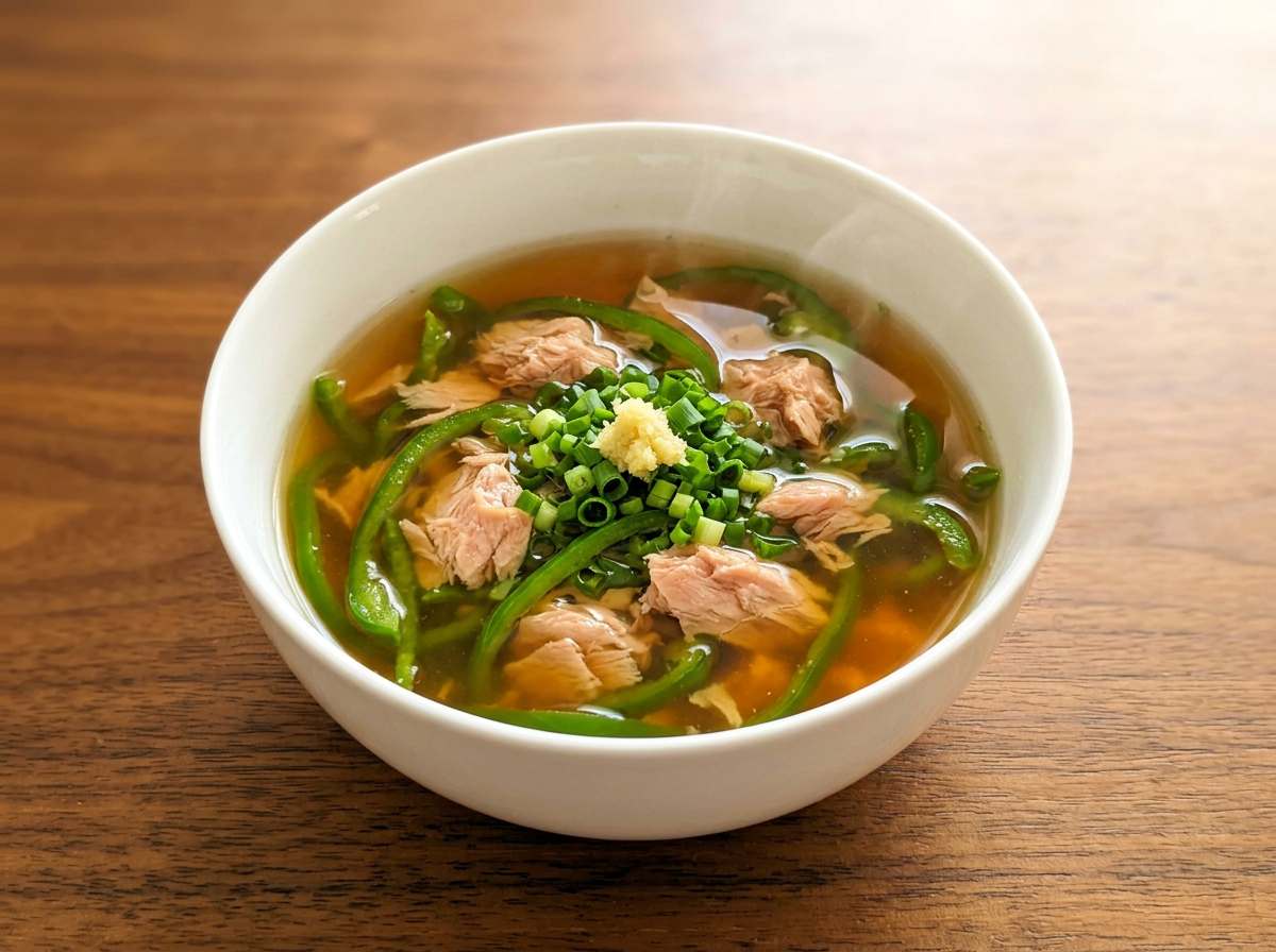 ツナとピーマンのめんつゆスープ【簡単10分レシピ】