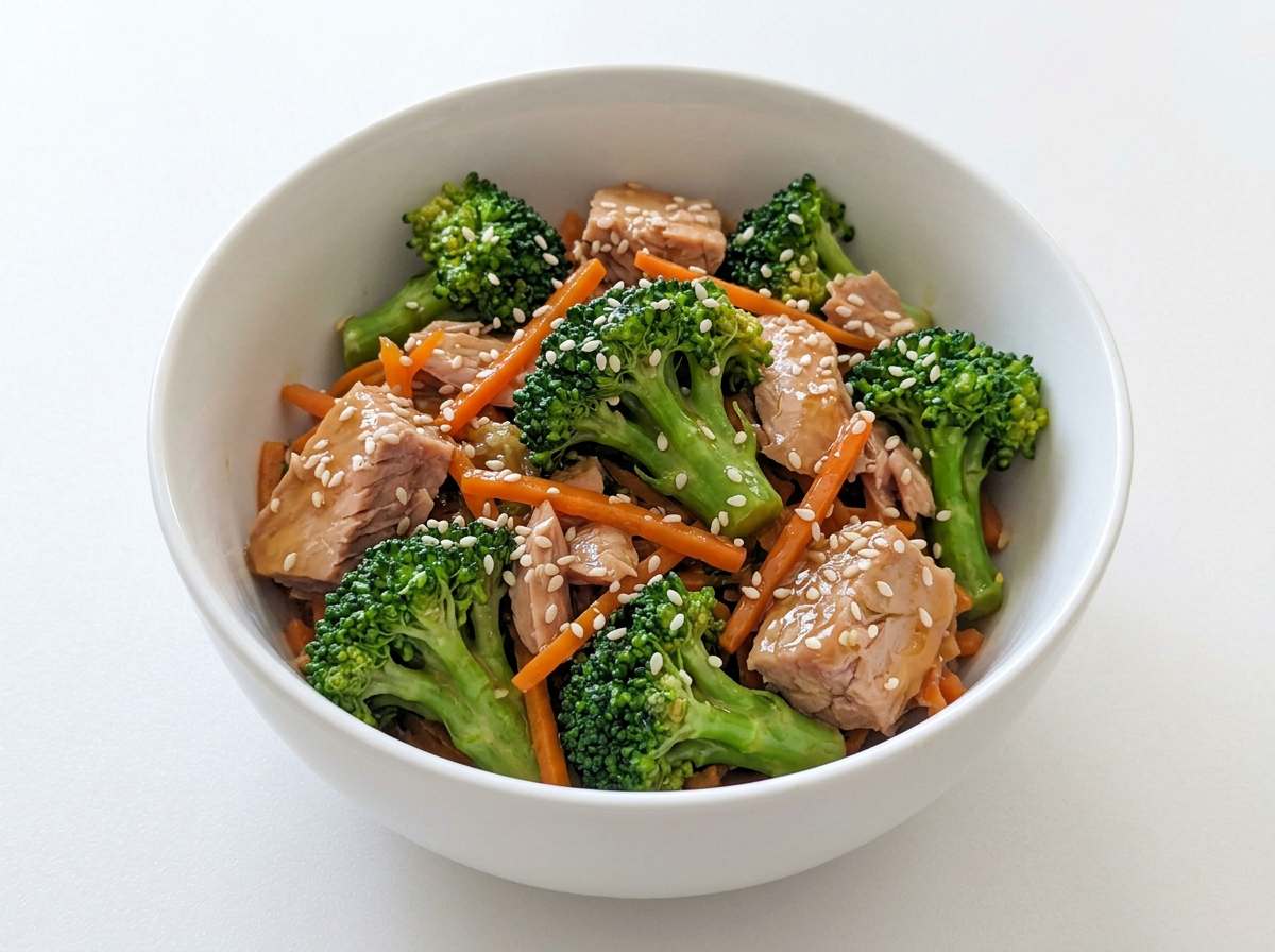 ツナ缶とブロッコリーの甘酢炒め