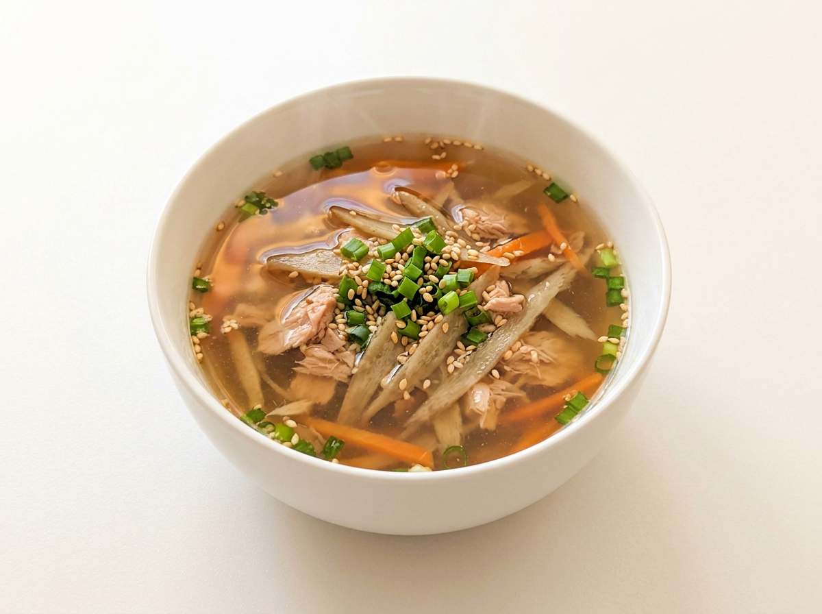 ツナとごぼうの醤油スープ