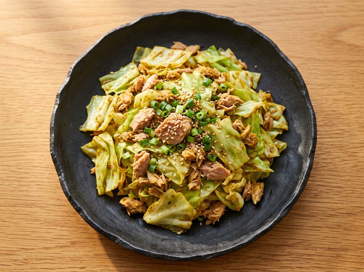 ツナとキャベツのカレー風味レンジ蒸し