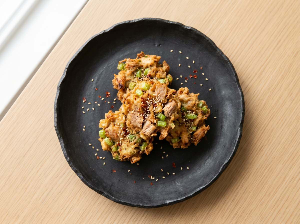 ツナとセロリのピリ辛チキンスープ揚げ