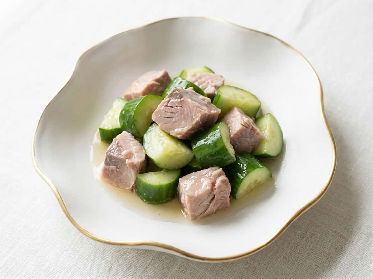 ツナときゅうりの甘酢蒸し