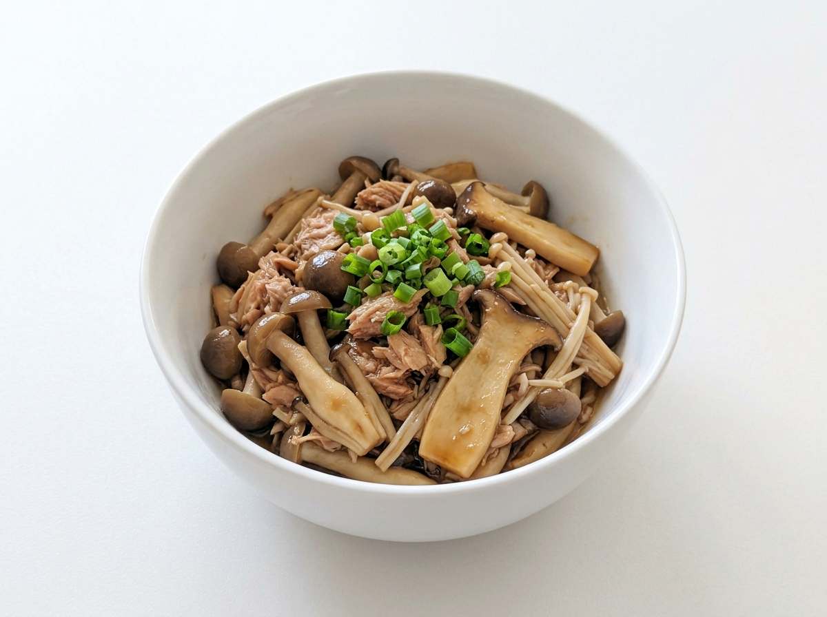 ツナときのこのバター醤油レンジ蒸し