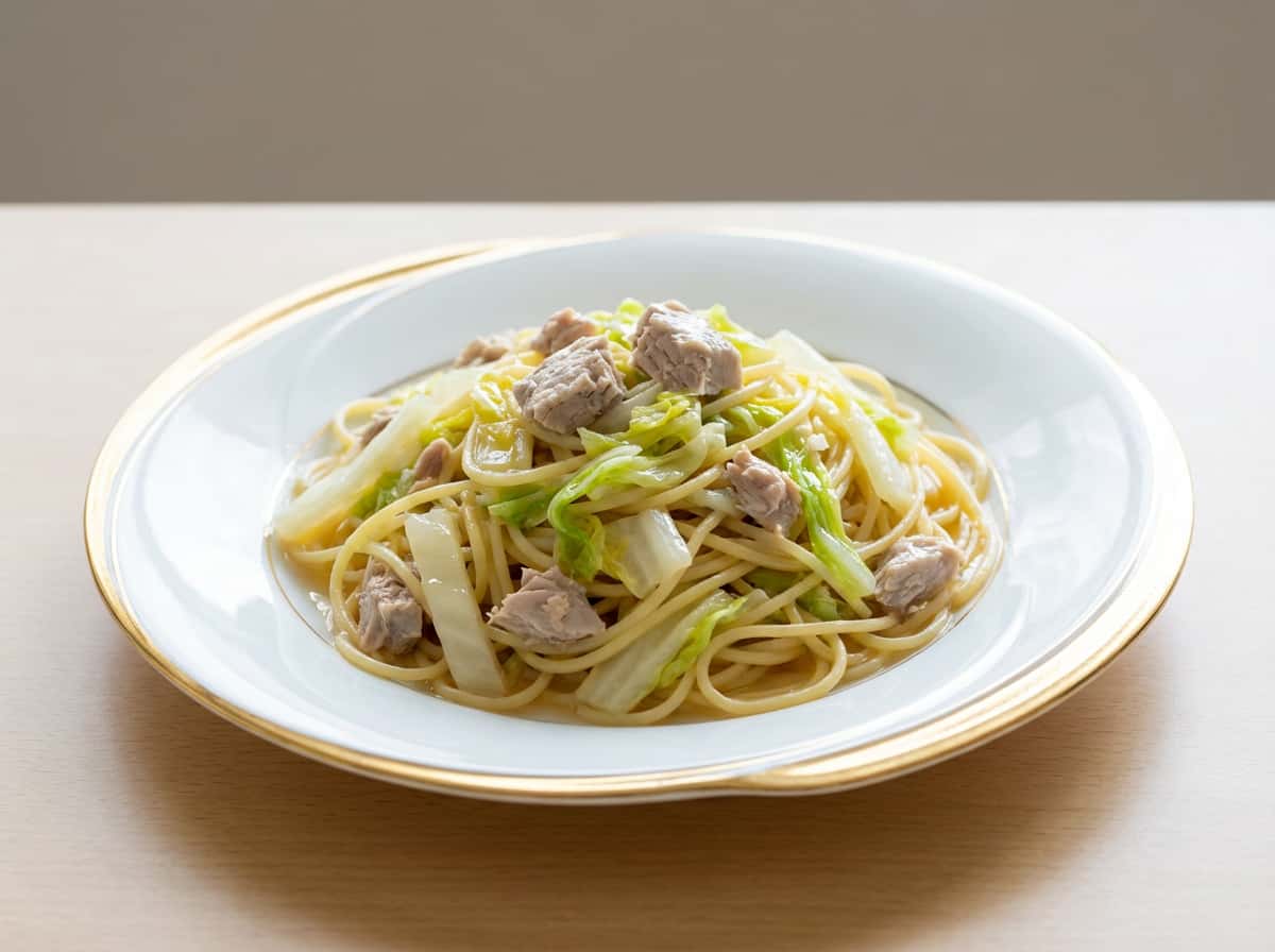 ツナと白菜の甘酢パスタ（お弁当向き）