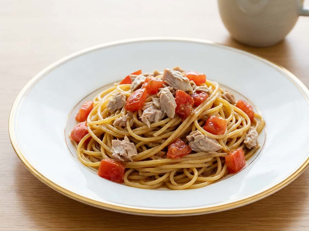 ツナ缶とトマトのバター醤油パスタ（作り置き）