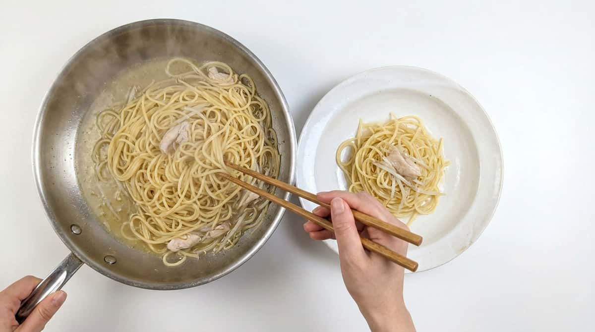 鶏むねともやしのコンソメパスタ（完成イメージ）