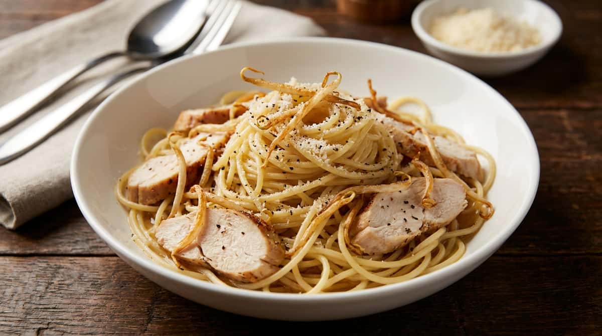 鶏むねともやしのコンソメパスタ（完成イメージ）