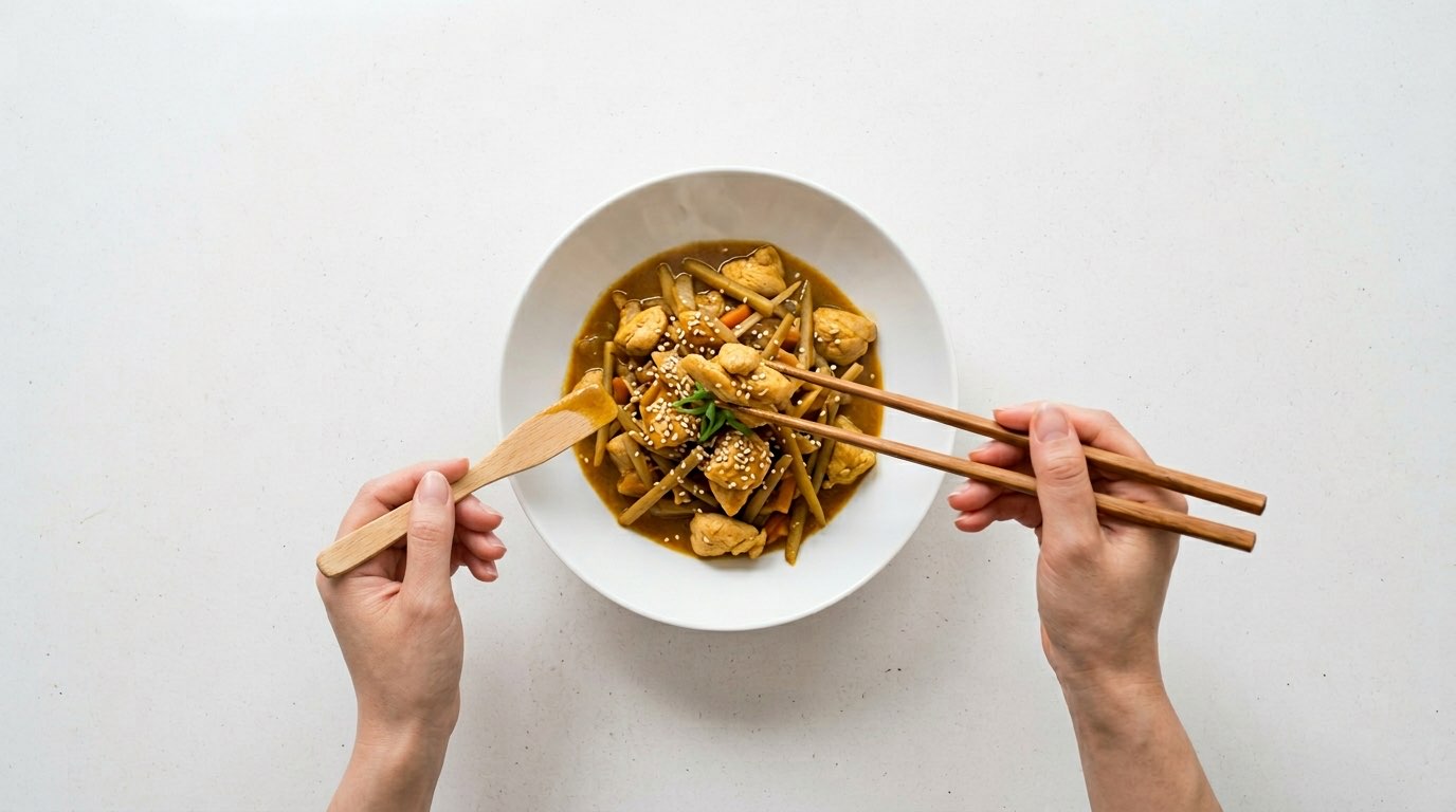鶏むね肉とごぼうのカレー炒め弁当おかず（完成イメージ）