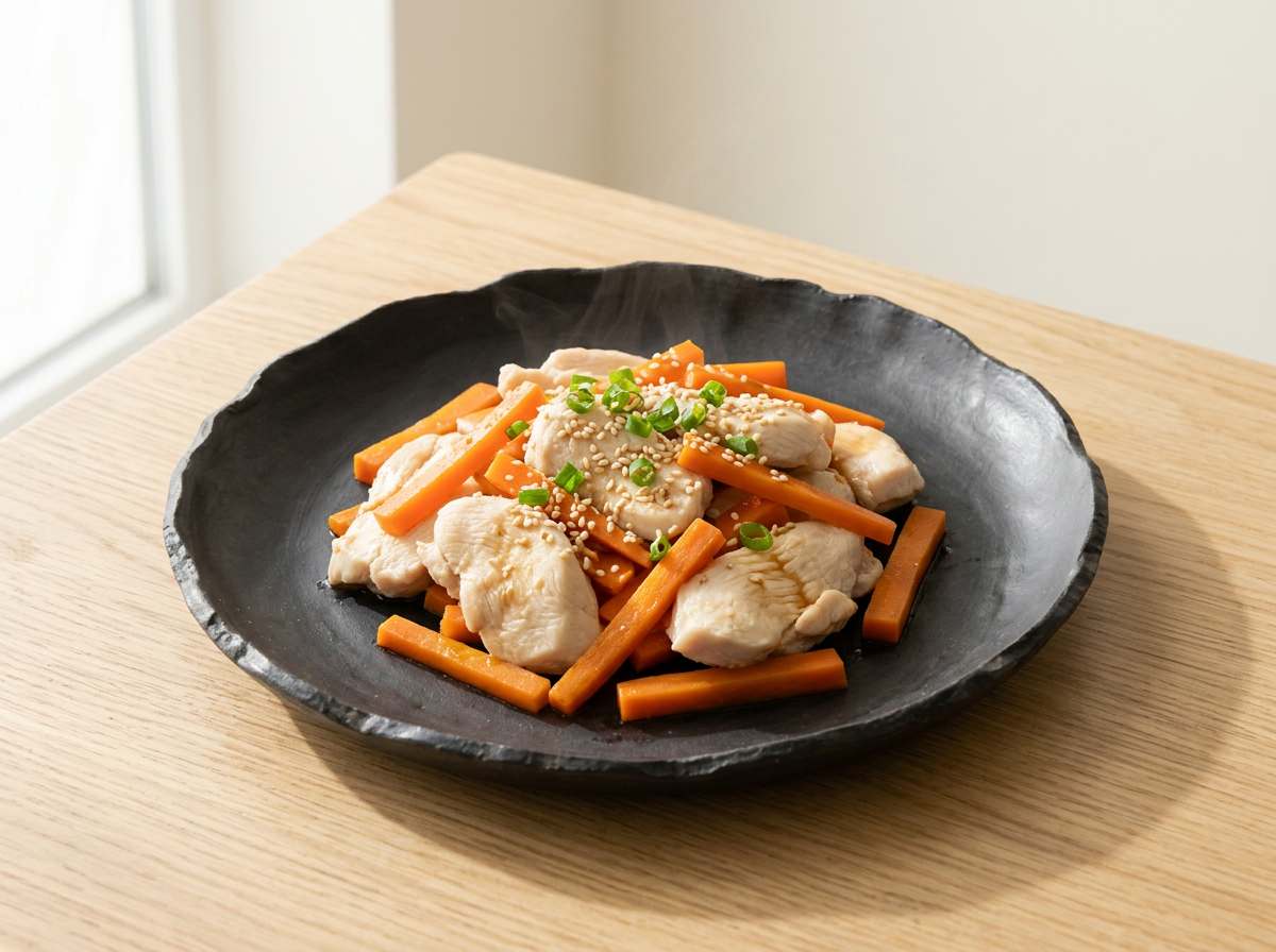 鶏むね肉とにんじんの醤油蒸し