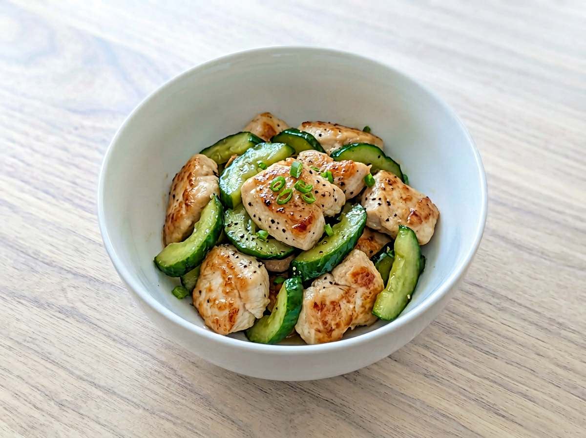 鶏むね肉ときゅうりのコンソメ焼き