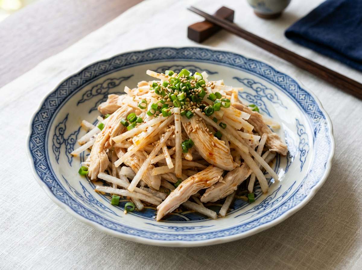 鶏むね肉と大根のピリ辛ポン酢和え